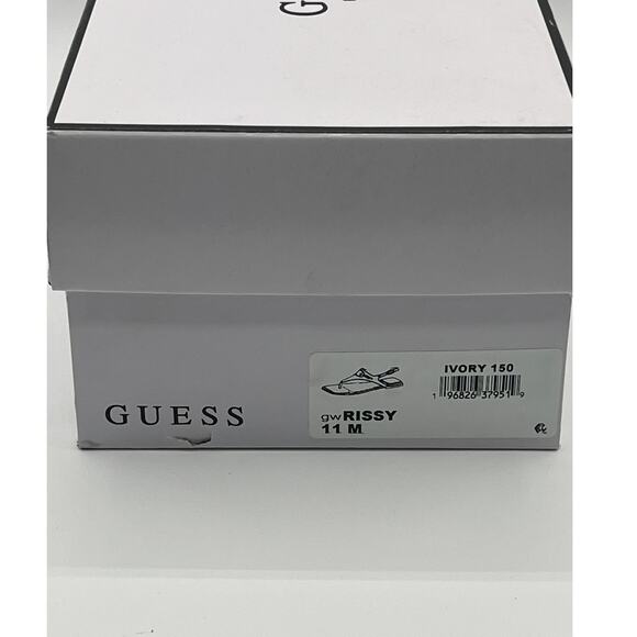 GUESS WOMENS RISSY T STRAP LOGO GOLD HARDWARE SANDAL IVORY SIZE 11M - Picture 11 of 12